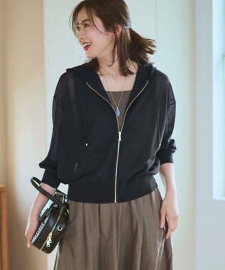 23区 シャイニーシアーニット ジップアップ パーカー