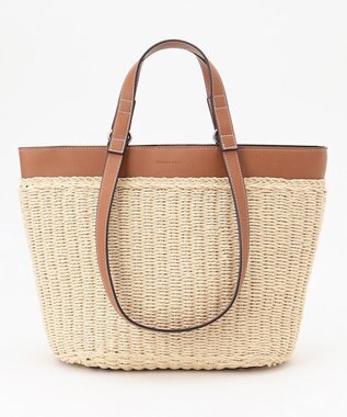 LA BAGAGERIE 【maison vert】 【ペーパー素材・多収納】ダブルハンドルかごバッグ キャメル