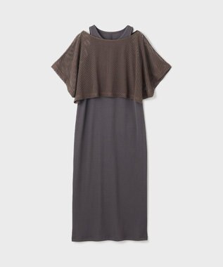 GRACE CONTINENTAL メッシュレイヤードワンピース チャコール