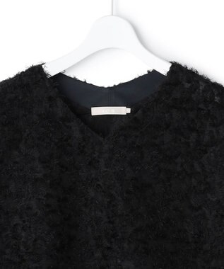 ICB L シアーカットジャガード Vネックトップス ブラック