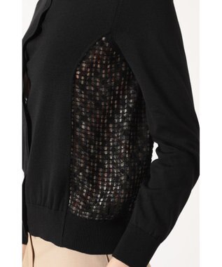 DAKS レースパネルコンビ カーディガン ブラック