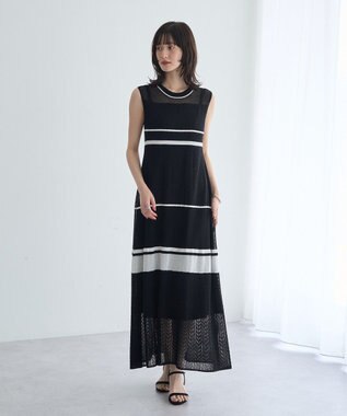 YECCA VECCA 【尾崎紗代子さん着用】透かし編みニットワンピース Black