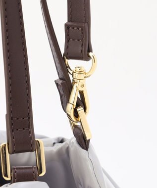 LA BAGAGERIE ソフトエナメル2WAYハンドバッグ Mサイズ ライトグレー