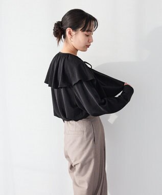CRAFT STANDARD BOUTIQUE ＜セレモニー＞着脱可能/2WAYフリルカラーブラウス Black