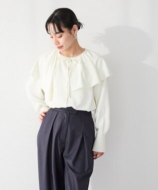 CRAFT STANDARD BOUTIQUE ＜セレモニー＞着脱可能/2WAYフリルカラーブラウス Off White