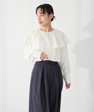 CRAFT STANDARD BOUTIQUE ＜セレモニー＞着脱可能/2WAYフリルカラーブラウス Off White