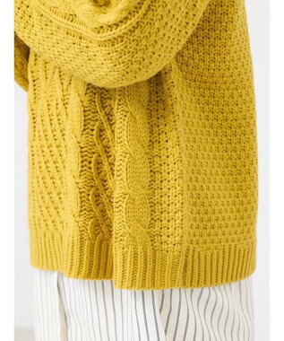 earth music&ecology ウォッシャブルケーブルプルオーバー Mustard