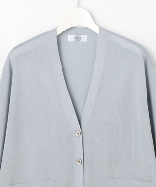 J.PRESS LADIES Vis/Pe スパーク ニット カーディガン グレイッシュブルー系