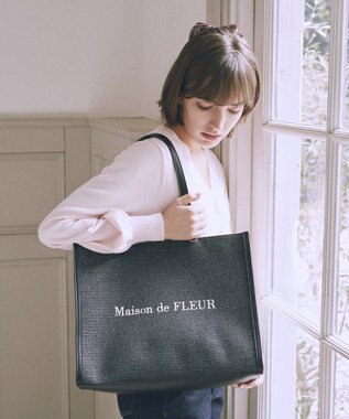 Maison de FLEUR ツイードキャリーオントートバッグ Black