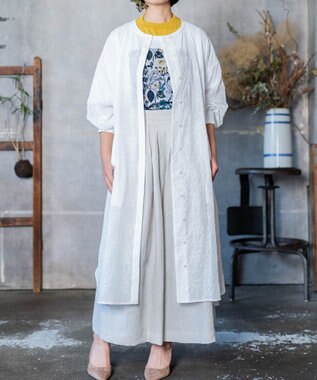 muuc 【2WAY】【上質なコットン100%生地】イラカ柄刺繍コットン 羽織り＆シャツワンピース ホワイト