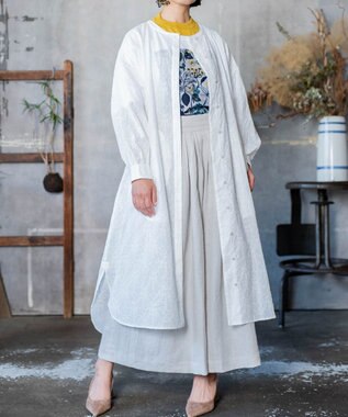 muuc 【2WAY】【上質なコットン100%生地】イラカ柄刺繍コットン 羽織り＆シャツワンピース ホワイト