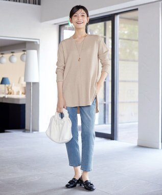 Tiaclasse 【安田美沙子さん着用・新色追加・洗える】ラウンドヘムニットチュニック グレージュ