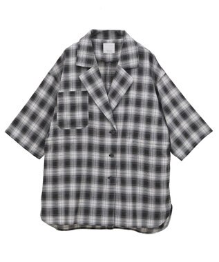 Green Parks チェック５分袖ジャケット Black