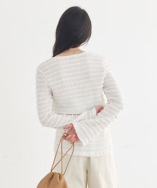 earth music&ecology 【予約】シャーリングカットカーディガン アイボリー