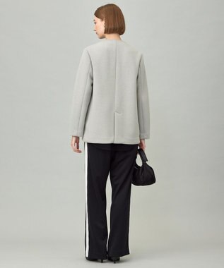 ICB L 【洗える】コンパクトWフェイス ノーカラージャケット ライトグレー系