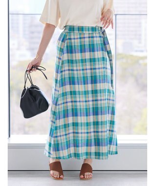 AMERICAN HOLIC ラップ風チェックスカート Green