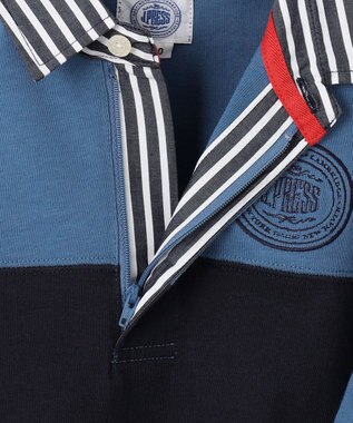 J.PRESS KIDS 【110-130cm】襟ストライプ ブロッキングポロシャツ ブルー系2