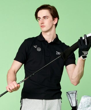 23区GOLF 【MEN】ハニカムカノコ半袖ポロシャツ ブラック系