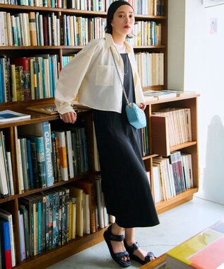 23区 【洗える】リネンレーヨンストレッチ  Iライン キャミソール ワンピース ブラック系