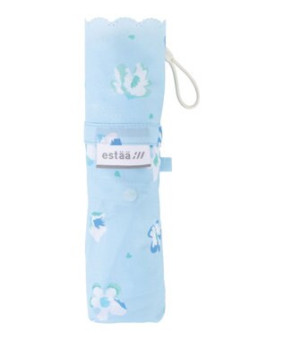 MOONBAT estaa 【耐風】折りたたみ傘 フォーリングフラワー UV サックスブルー