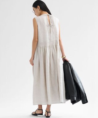 23区 S 【GOLD LABEL】ノーザンリネン バックリボン フレア ワンピース ベージュ系