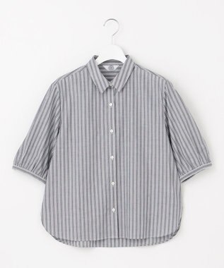 J.PRESS LADIES L 【洗える】BEZ 空羽ストライプ シャツ ブラウス ネイビー系