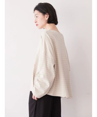 AMERICAN HOLIC ボートネックボーダープルオーバー Gray Beige