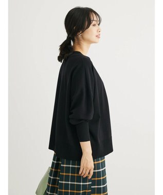 Green Parks 洗える　ステッチ入りＶネックカーディガン Black