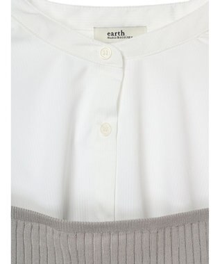 earth music&ecology ＳＥＴ２点ニットビスチェ＋ノーカラーシャツ Off White