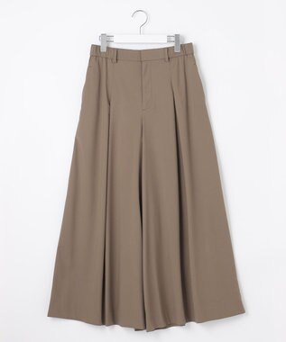 自由区 【XSサイズ～/洗える】ストレッチタイプライター ワイドパンツ ブラウン系