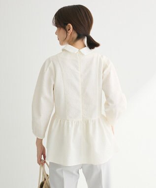 Green Parks ef-de 衿取り外しペプラムブラウス Ivory