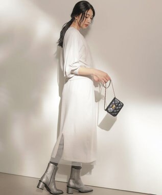 組曲 S 【WEB限定】チュールニット×リバーシブルスカート セット ライトグレー系