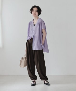 Green Parks フレンチスリーブリブドッキングシャツ Purple