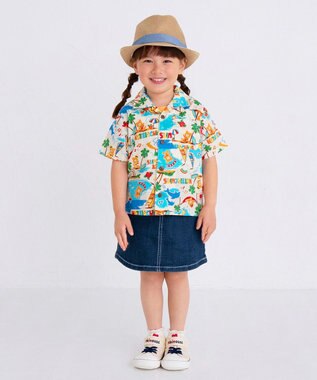 MIKI HOUSE HOT BISCUITS 【48-54cm】 麦わら風 中折れハット ブルー