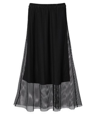 Green Parks ・ＥＬＥＮＣＡＲＥ　ＤＵＥ　メッシュギャザースカート Black