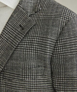 GOTAIRIKU 新柄【吸水速乾/ウォッシャブル】ノルマンディーリネン カーディガンジャケット＿グレンチェック柄 ブラック系4