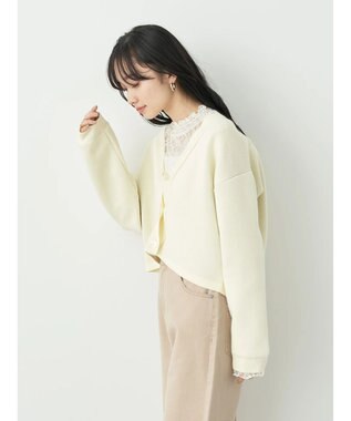 earth music&ecology バイカラースポンディッシュカーディガン Ivory