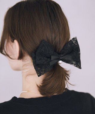 Maison de FLEUR リボンマニアパールサテンレースバレッタ