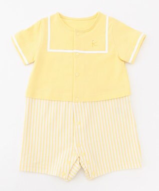 組曲 KIDS 【70cm】セーラーボーダー ロンパース イエロー系1