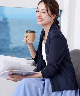 Tiaclasse L 【小倉優子さん着用・UVケア・接触冷感】ショートトッパーカーディガン ネイビー