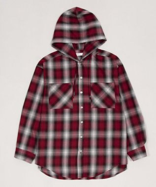 WEGO フードチェックシャツ レッド