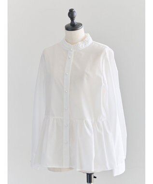 Te chichi パール釦スタンドフリルペプラムブラウス