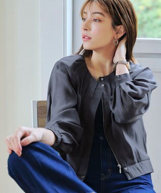 Tiaclasse 【新色追加・洗える】シアーブルゾン チャコールグレー