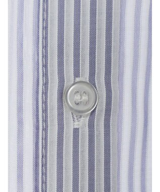 earth music&ecology ワンポイント刺繍ロングシャツ Stripe Navy