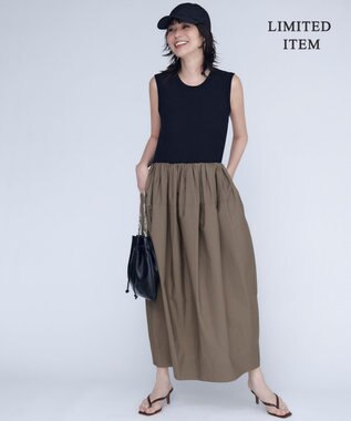 ICB L 【WEB限定・洗える】 リブコンビタイプライター ワンピース カーキ系