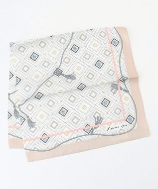 J.PRESS LADIES azulejoスクエアプリント スカーフ ベージュ系5