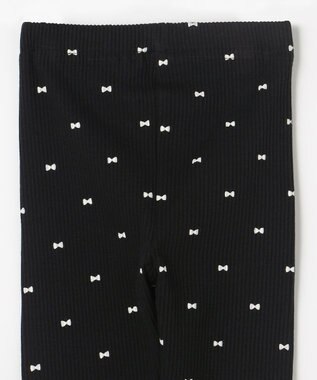 ANY KIDS 総柄テレコ レギンス ブラック×リボン