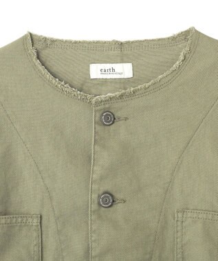 earth music&ecology 【綿100％】ノーカラーカバーオール Light Green