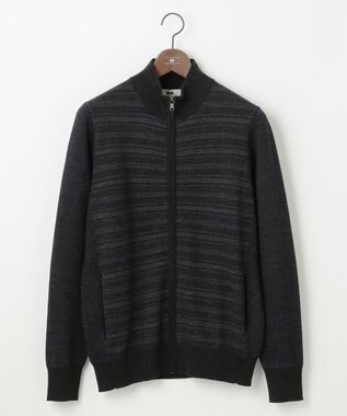 JOSEPH ABBOUD 【キングサイズ・洗える/軽い】シェニールヤーンジャカード ジップ ブルゾン グレー系