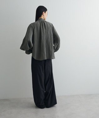 Green Parks ボウタイリボンブラウス Charcoal Gray